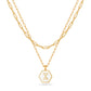 JSJOY Layered Gold Initial Necklaces for Women, Chunky 14K Gold Plated Paperclip Chain Necklace for Women Gold Coin Simple Letter Pendant Necklace Layering Necklaces Layered Necklace for Women Gold Jewelry