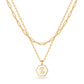 JSJOY Layered Gold Initial Necklaces for Women, Chunky 14K Gold Plated Paperclip Chain Necklace for Women Gold Coin Simple Letter Pendant Necklace Layering Necklaces Layered Necklace for Women Gold Jewelry