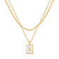 JSJOY Layered Gold Initial Necklaces for Women, Chunky 14K Gold Plated Paperclip Chain Necklace for Women Gold Coin Simple Letter Pendant Necklace Layering Necklaces Layered Necklace for Women Gold Jewelry