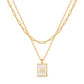 JSJOY Layered Gold Initial Necklaces for Women, Chunky 14K Gold Plated Paperclip Chain Necklace for Women Gold Coin Simple Letter Pendant Necklace Layering Necklaces Layered Necklace for Women Gold Jewelry