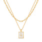 JSJOY Layered Gold Initial Necklaces for Women, Chunky 14K Gold Plated Paperclip Chain Necklace for Women Gold Coin Simple Letter Pendant Necklace Layering Necklaces Layered Necklace for Women Gold Jewelry