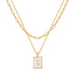 JSJOY Layered Gold Initial Necklaces for Women, Chunky 14K Gold Plated Paperclip Chain Necklace for Women Gold Coin Simple Letter Pendant Necklace Layering Necklaces Layered Necklace for Women Gold Jewelry