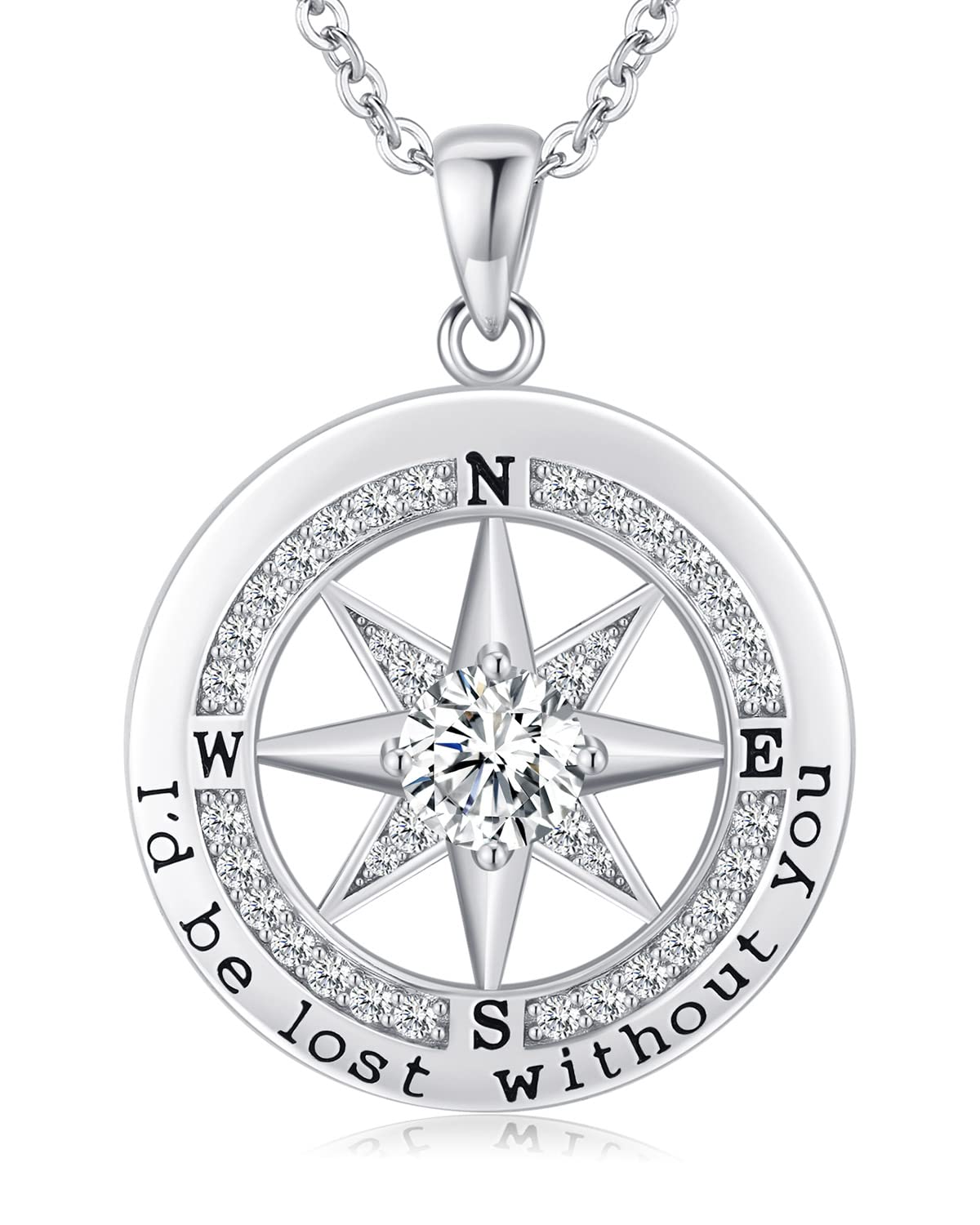 S925 Necklace Gift for Wife, Compass Jewelry Women Anniversary, Sterling  Silver Girlfriend Birthday Gifts for Her, Valentines Day Necklaces, I'd be  Lost without You Jewel 18K White Gold - Yahoo Shopping