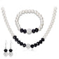 JSJOY Wedding Pearl Necklace Set Silver Bridal Crystal Necklaces Earrings Bracelet Sets Rhinestone Brides Necklace Chain Jewelry Sets for Women and Girls