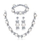 JSJOY Wedding Pearl Necklace Set Silver Bridal Crystal Necklaces Earrings Bracelet Sets Rhinestone Brides Necklace Chain Jewelry Sets for Women and Girls