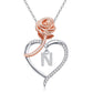JSJOY Rose Heart Initial Necklaces Gifts for Women Teen Rose Love Heart Letter Pendant Necklace Jewelry Mothers Day Valentines Anniversary Birthday Gifts for Her Women Wife Girlfriend