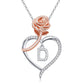 JSJOY Rose Heart Initial Necklaces Gifts for Women Teen Rose Love Heart Letter Pendant Necklace Jewelry Mothers Day Valentines Anniversary Birthday Gifts for Her Women Wife Girlfriend