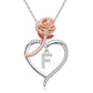 JSJOY Rose Heart Initial Necklaces Gifts for Women Teen Rose Love Heart Letter Pendant Necklace Jewelry Mothers Day Valentines Anniversary Birthday Gifts for Her Women Wife Girlfriend