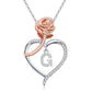 JSJOY Rose Heart Initial Necklaces Gifts for Women Teen Rose Love Heart Letter Pendant Necklace Jewelry Mothers Day Valentines Anniversary Birthday Gifts for Her Women Wife Girlfriend