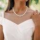 JSJOY Wedding Pearl Necklace Set Silver Bridal Crystal Necklaces Earrings Bracelet Sets Rhinestone Brides Necklace Chain Jewelry Sets for Women and Girls
