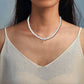 JSJOY Wedding Pearl Necklace Set Silver Bridal Crystal Necklaces Earrings Bracelet Sets Rhinestone Brides Necklace Chain Jewelry Sets for Women and Girls