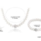 JSJOY Wedding Pearl Necklace Set Silver Bridal Crystal Necklaces Earrings Bracelet Sets Rhinestone Brides Necklace Chain Jewelry Sets for Women and Girls