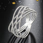 JSJOY MultiLayer Crystal Rhinestone Cuff Bracelet For Women Girls Silver Strand Layered Bridal Bracelet Jewelry for Prom Party Wedding Dating