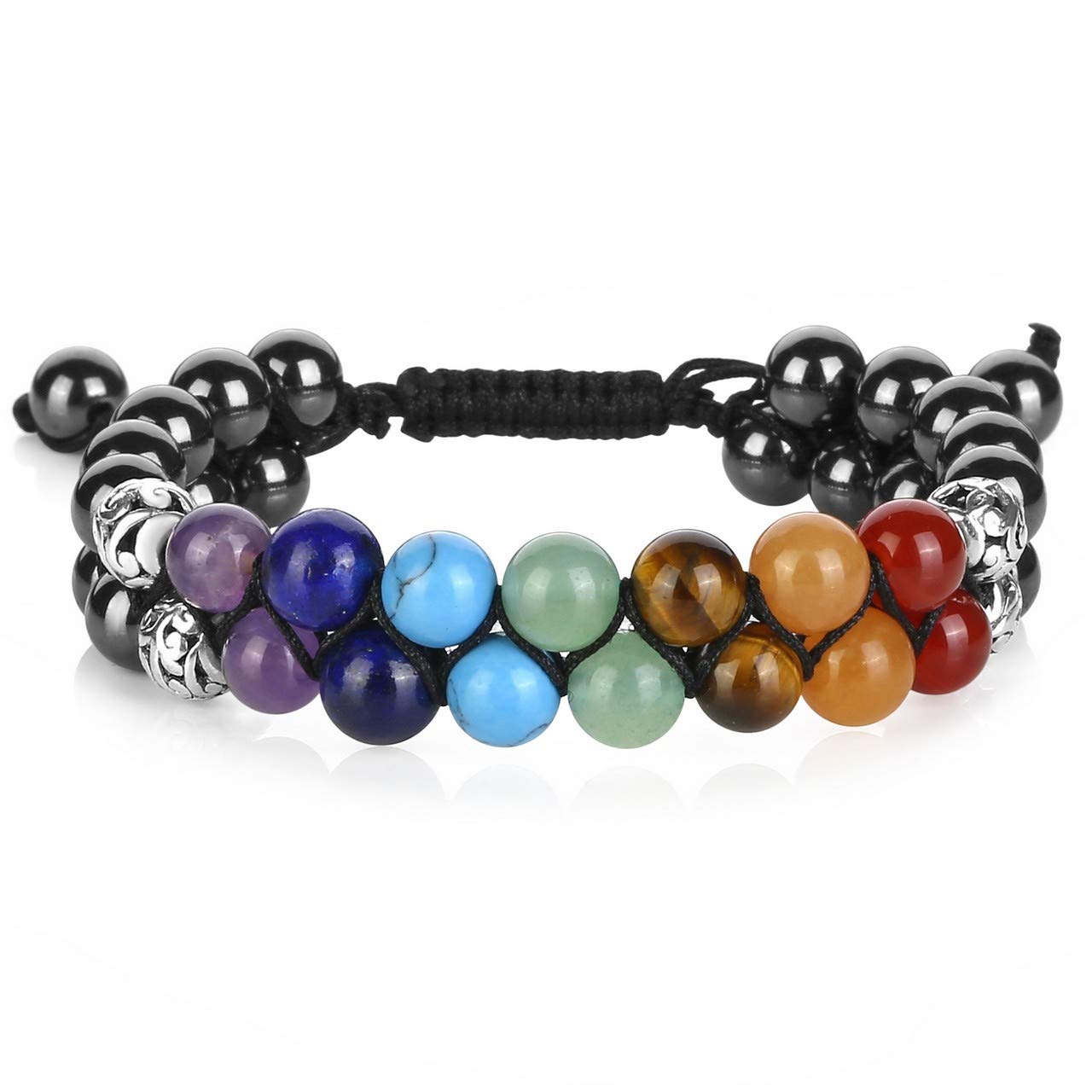 Silver - 7 Chakra Hematite Bracelet