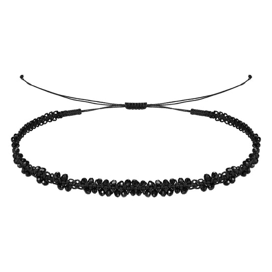 JSJOY Choker Necklace for Women Girls Handmade Necklaces Choker Black Spinel Beaded Necklace Adjustable Woven Chokers for Women Christmas Gifts Jewelry Birthday Gifts for Women