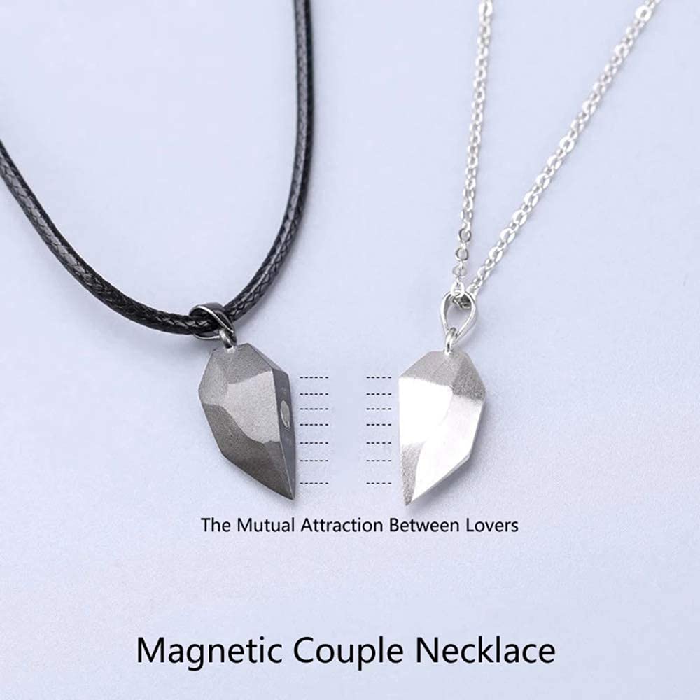 Magnetic Love Heart Couple Necklace Lovers Gothic Punk Heart - Temu