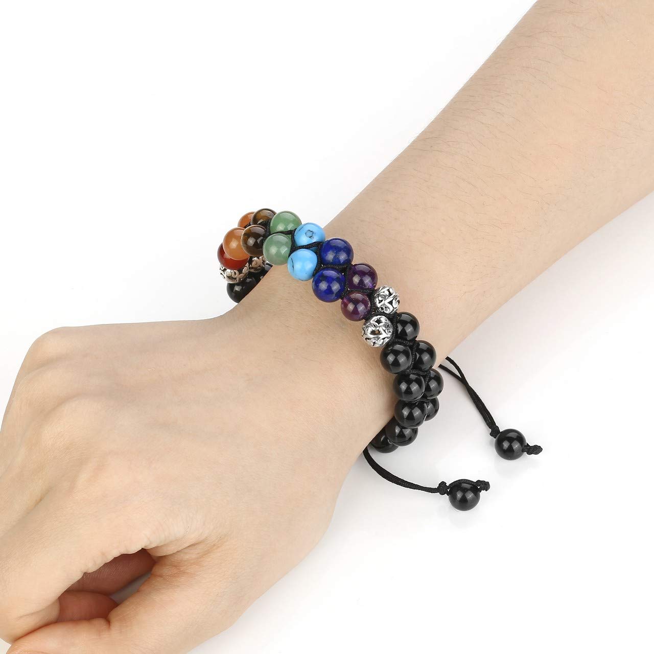 Black - 7 Chakra Black Agate Bracelet