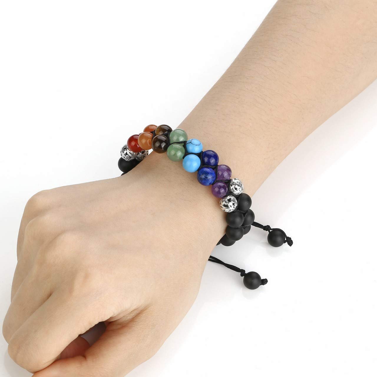 Black - 7 Chakra Matte Black Agate Bracelet