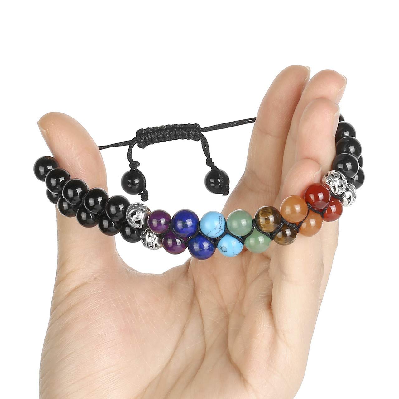 Black - 7 Chakra Black Agate Bracelet