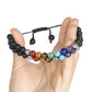 Black - 7 Chakra Matte Black Agate Bracelet