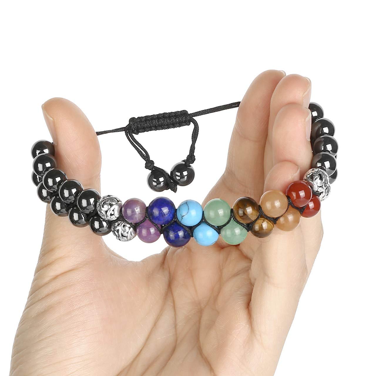 Silver - 7 Chakra Hematite Bracelet