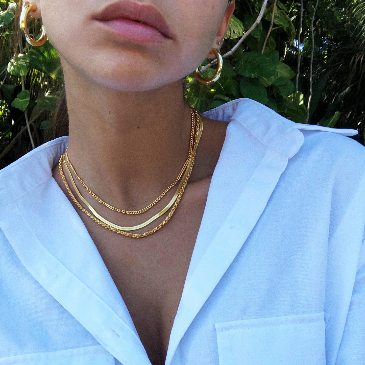 3 layer cuban+snake+rope Gold