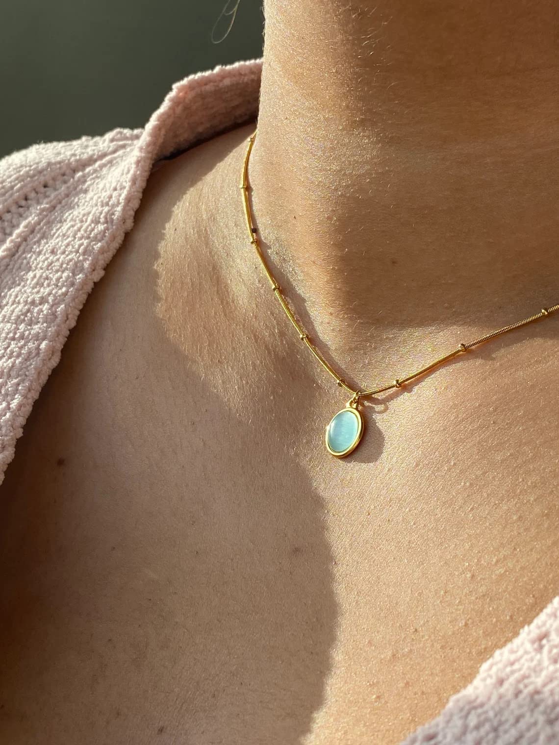 Beautiful Pink & Green Stone Metal Statement Necklace (NEW) – Beautiful  Things GREEKS Company 