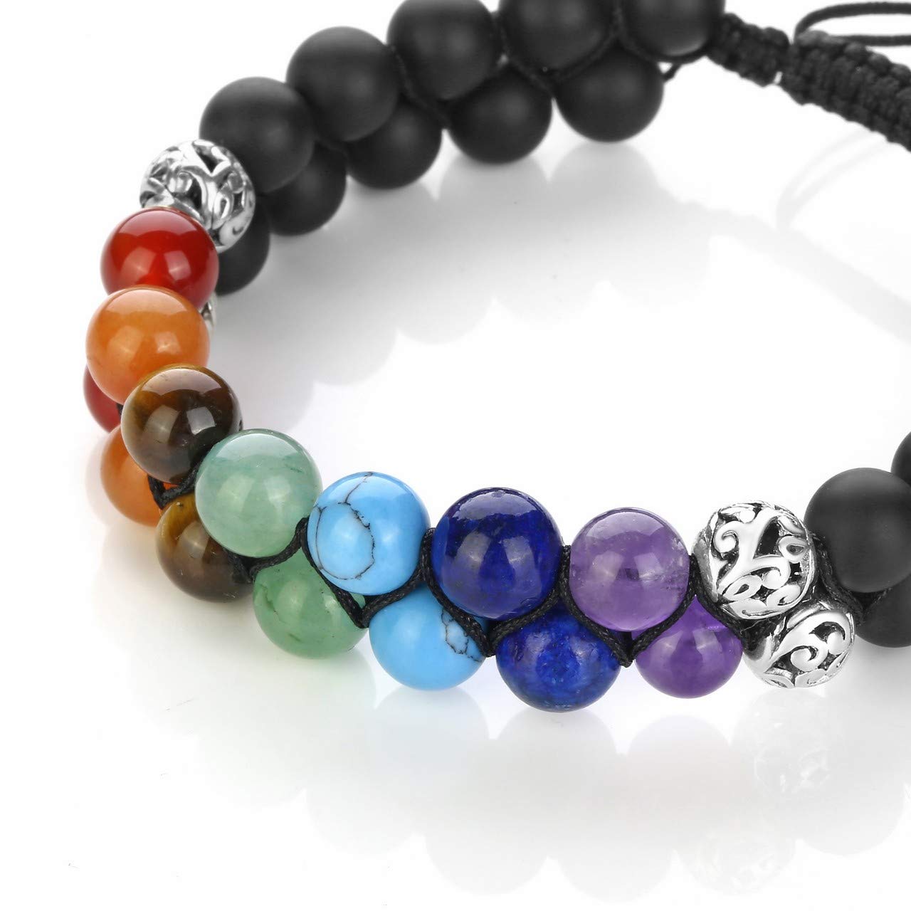 Black - 7 Chakra Matte Black Agate Bracelet