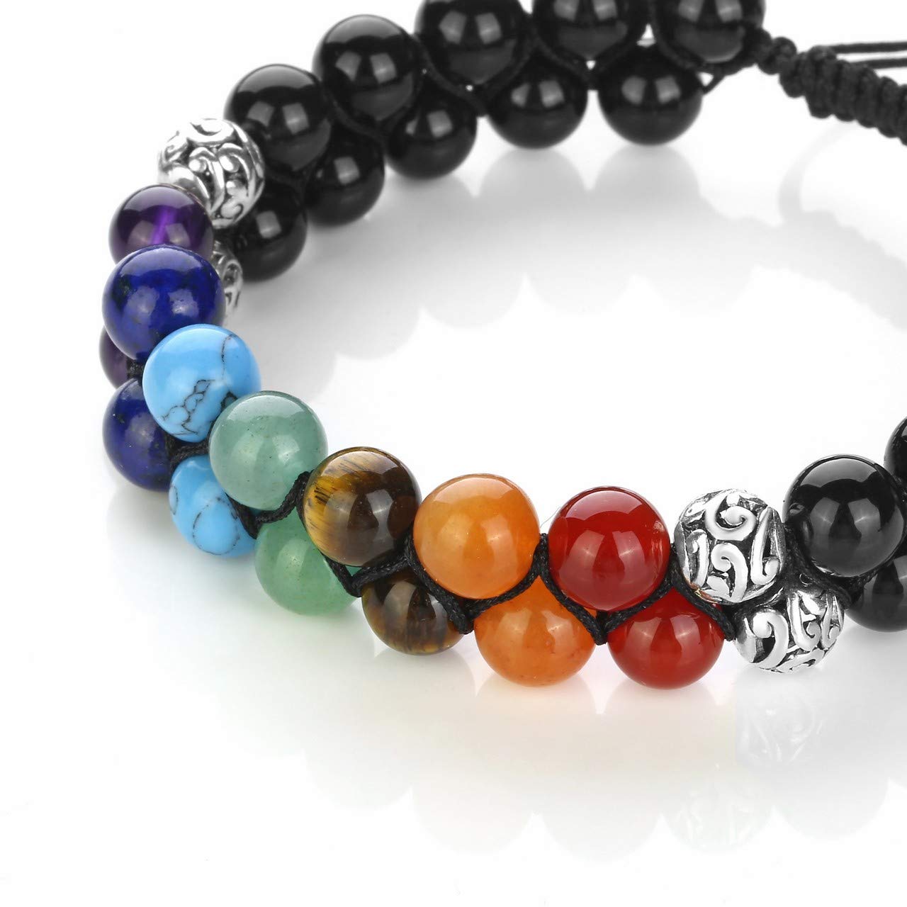 Black - 7 Chakra Black Agate Bracelet