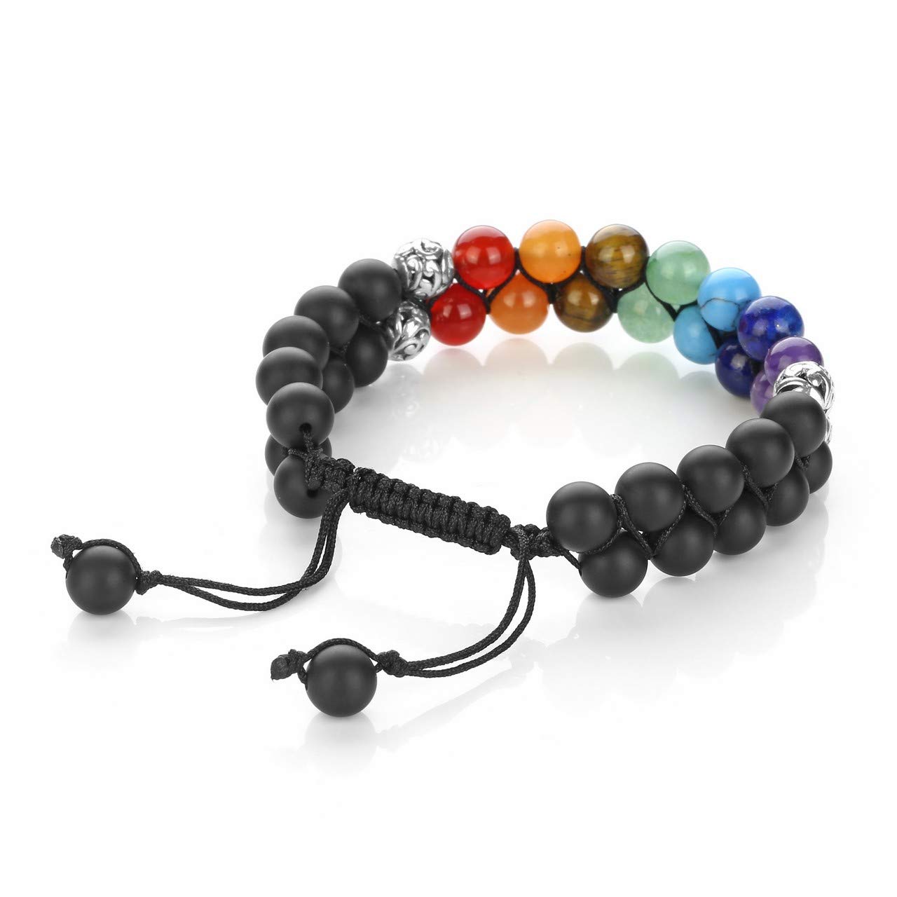 Black - 7 Chakra Matte Black Agate Bracelet