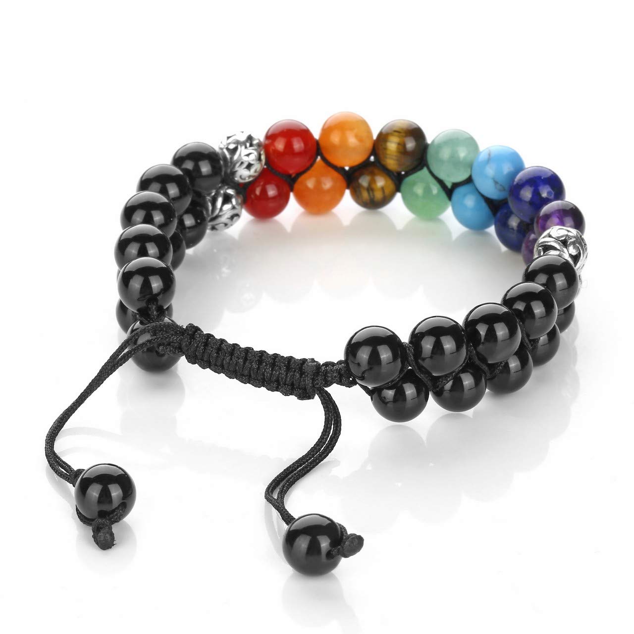 Black - 7 Chakra Black Agate Bracelet