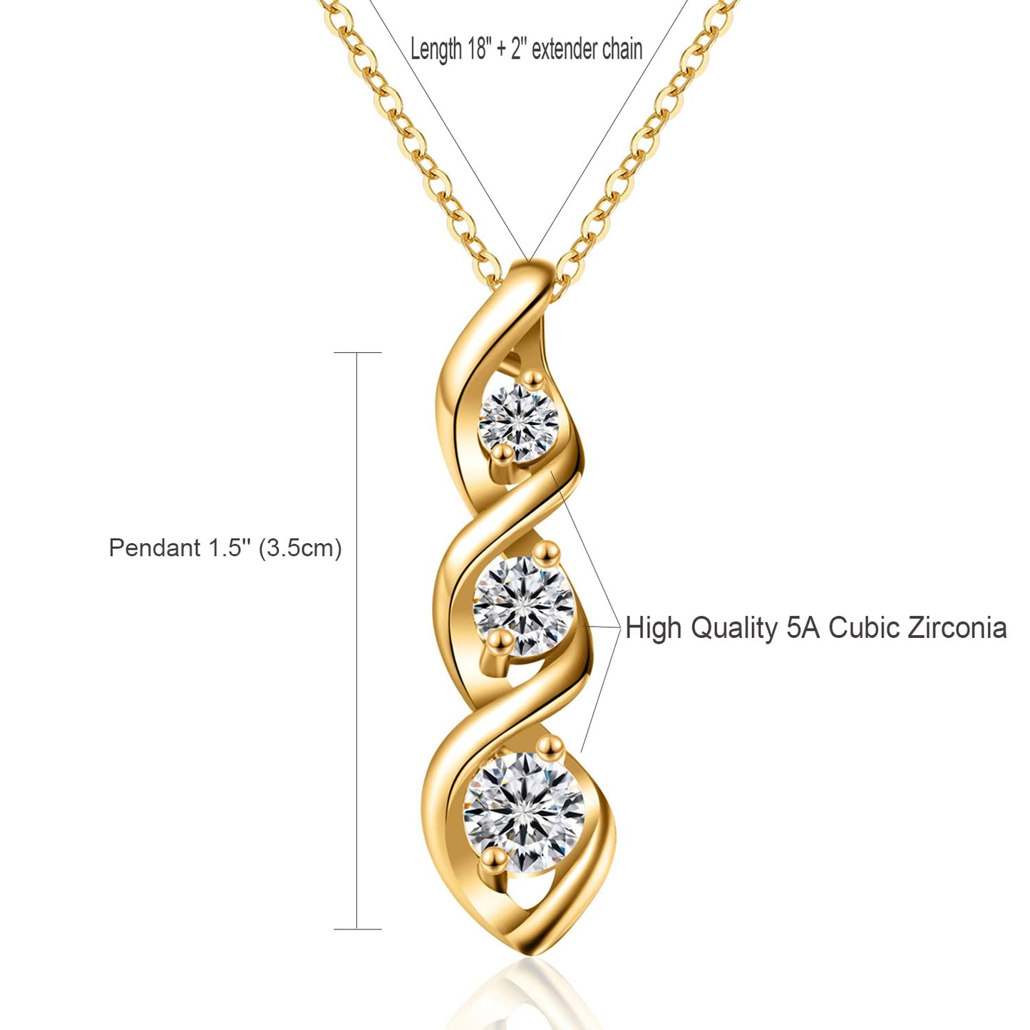 JSJOY 14K Gold Plated Cubic Zirconia Necklace,Dainty Infinity Simulated Diamond Pendant Necklace for Women Jewelry Gift