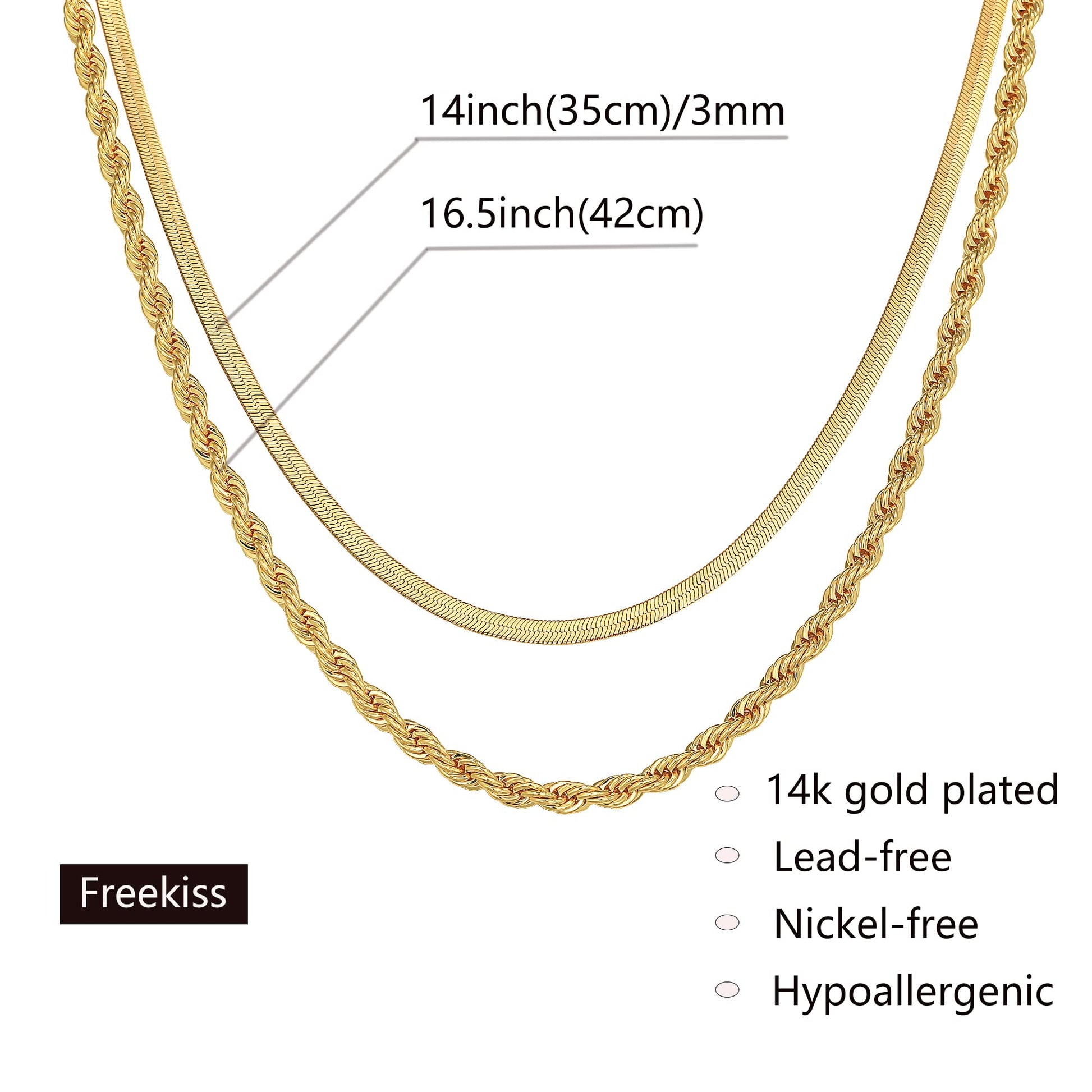 layer 3mm snake+rope chain Gold