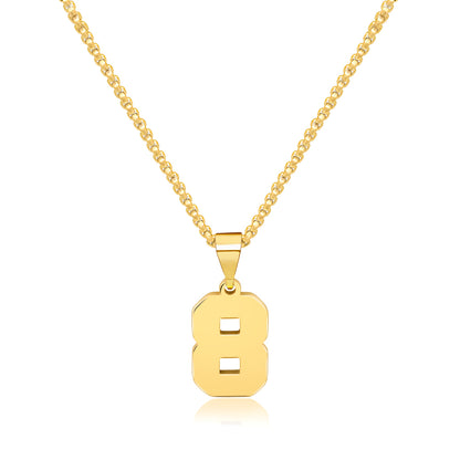JSJOY Men Number Necklace for Boys 18K Gold Plated Sports Initial Stainless Steel Pendant Personalized Jewelry 3mm Chain Letter Pendant Necklaces for Women Gold Number Necklace  Football/Soccer