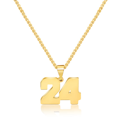 JSJOY Men Number Necklace for Boys 18K Gold Plated Sports Initial Stainless Steel Pendant Personalized Jewelry 3mm Chain Letter Pendant Necklaces for Women Gold Number Necklace  Football/Soccer